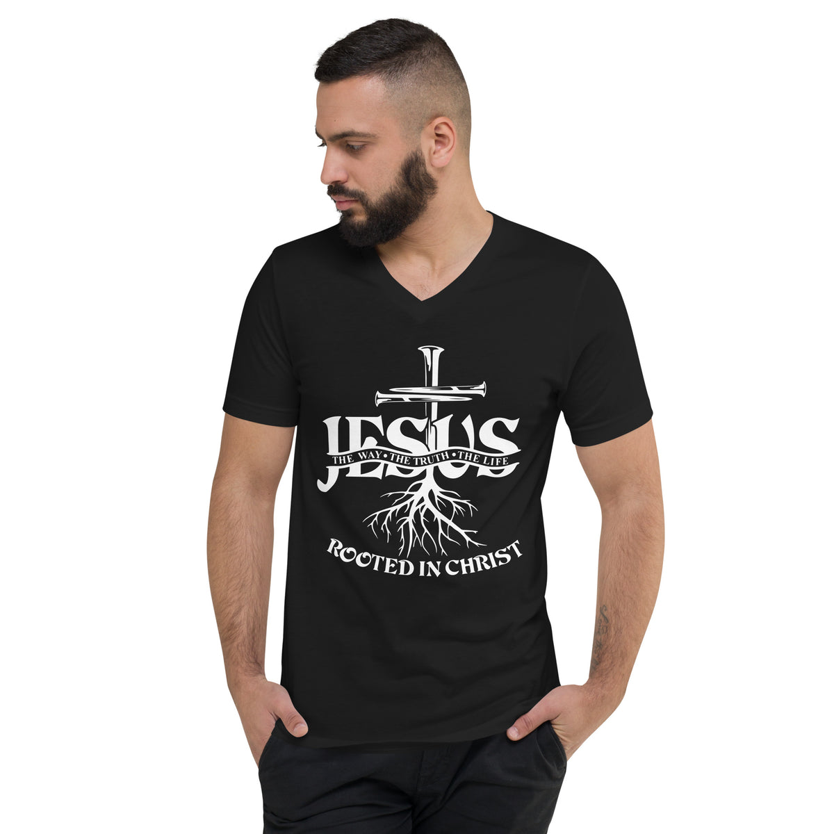 Jesus - Rooted In Christ - Men's V-Neck T-Shirt