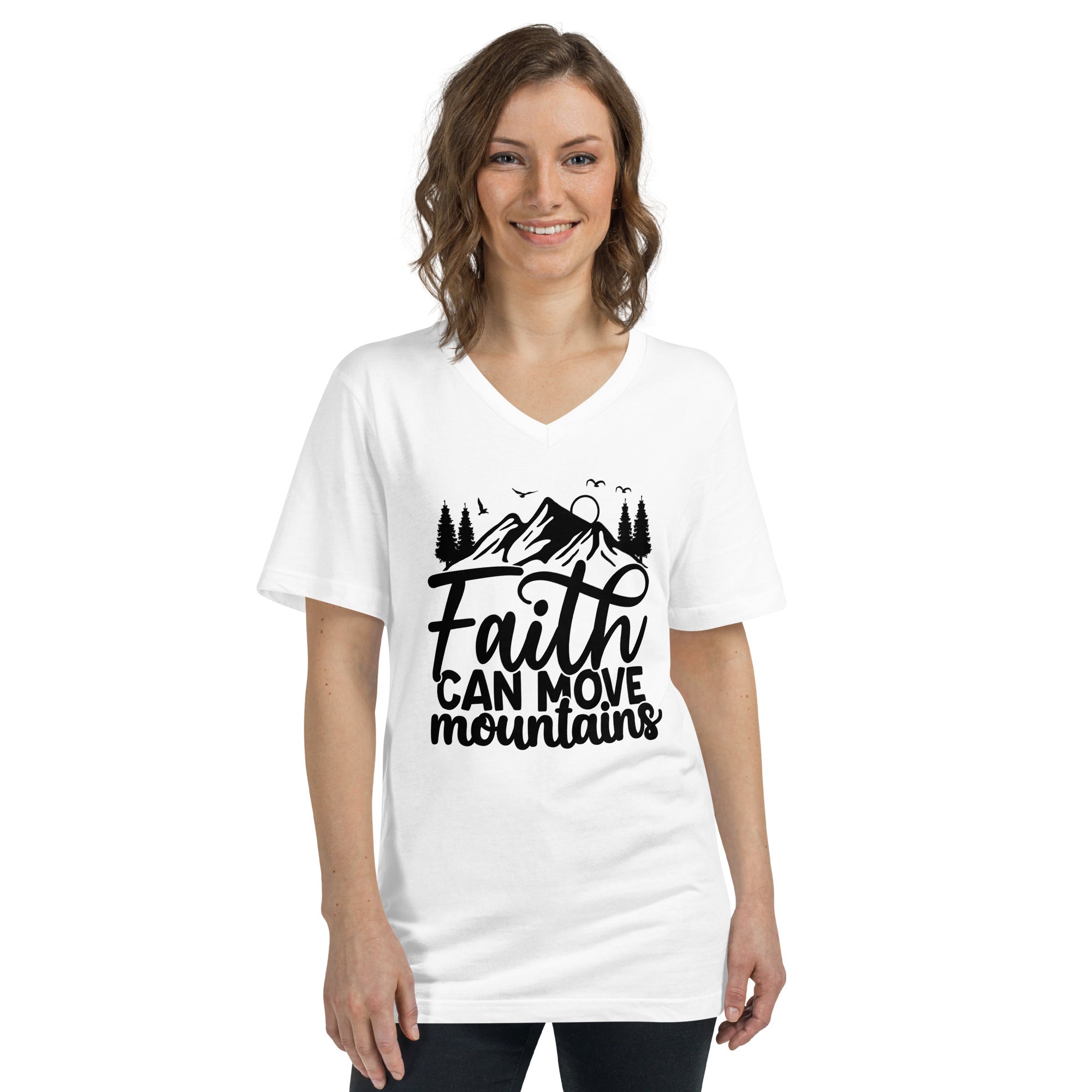 Faith Can Move Mountains - Women's V-Neck T-Shirt