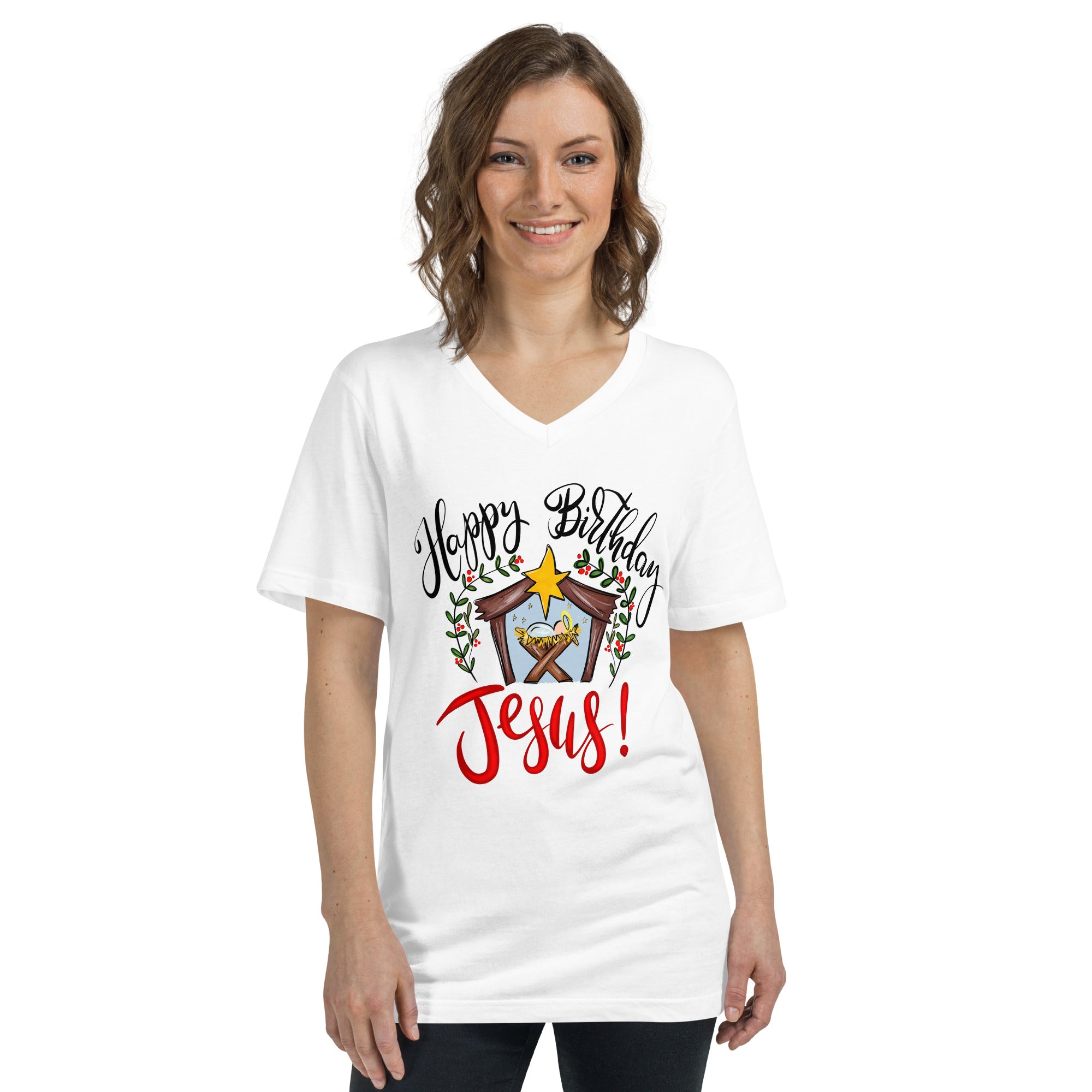 Happy Birthday Jesus - Women's V-Neck T-Shirt