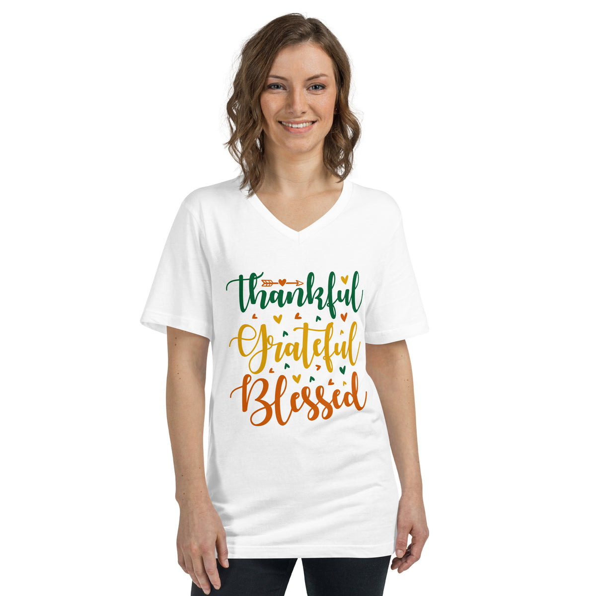 Thankful, Grateful, Blessed - Women's V-Neck T-Shirt
