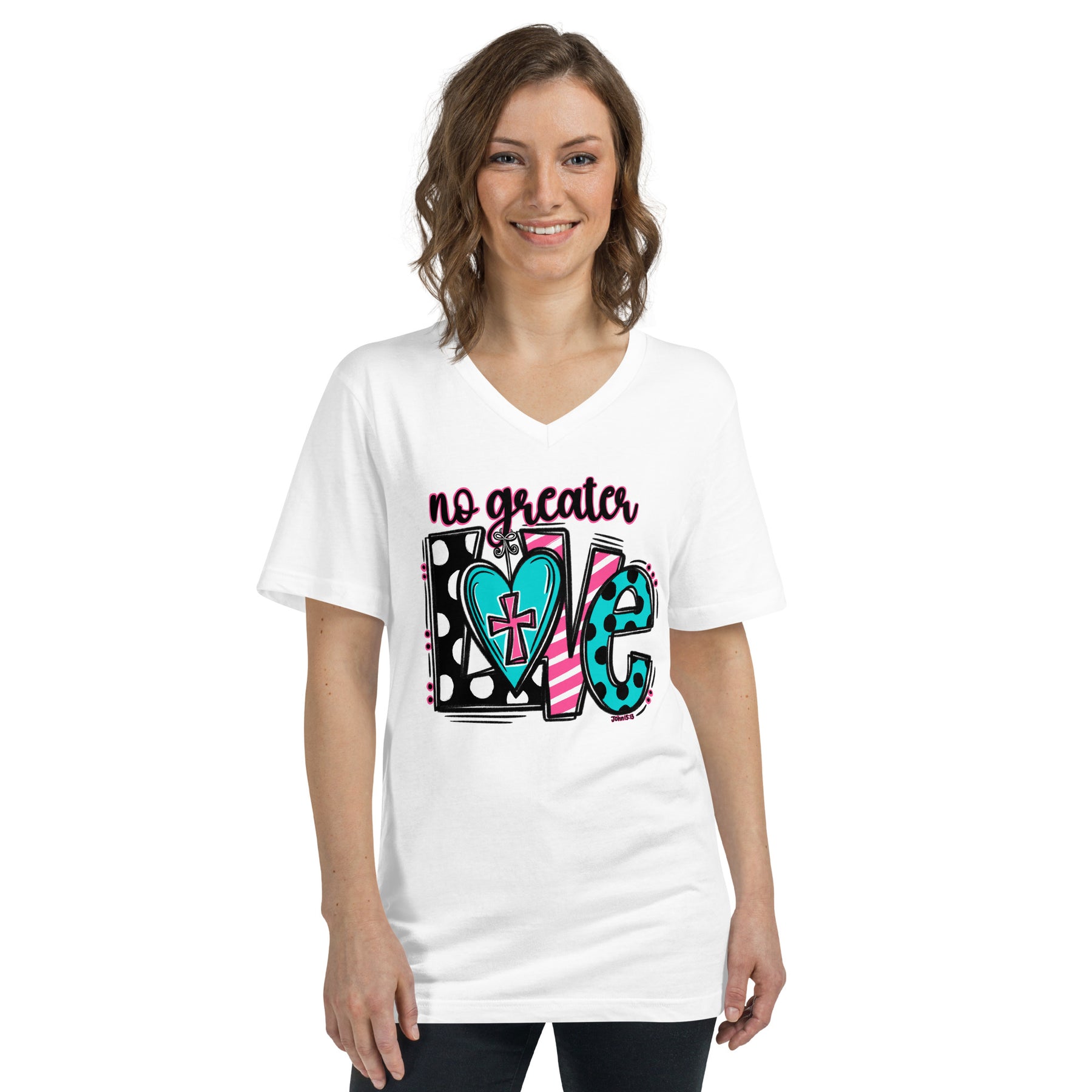 No Greater Love - John 15:13 - Women's V-Neck T-Shirt